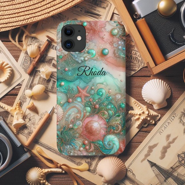 Coastal Mint Coral Seashell Paradise Case-Mate iPhone Case (Creator Uploaded)
