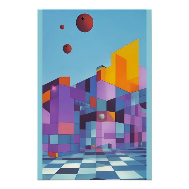 Coastal Modern Manor (Version B) - Ken Gage Art Poster (Front)