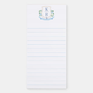 Coastal Monogram Blue And White Crest Magnetic Notepad