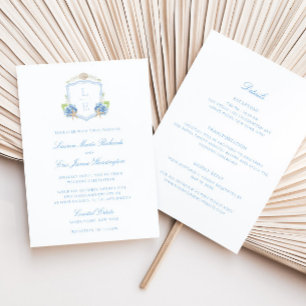 Coastal Monogram Crest All-in-one Wedding Invitation