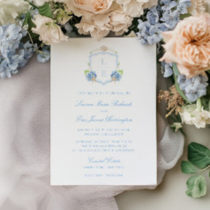 Coastal Monogram Crest Wedding Invitation