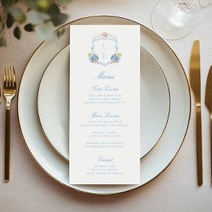 Coastal Monogram Crest Wedding Menu