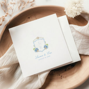 Coastal Monogram Crest Wedding Napkins