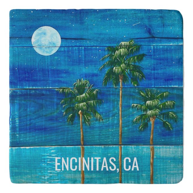 Coastal Moonlight Palm Tree Ornament Trivet (Front)