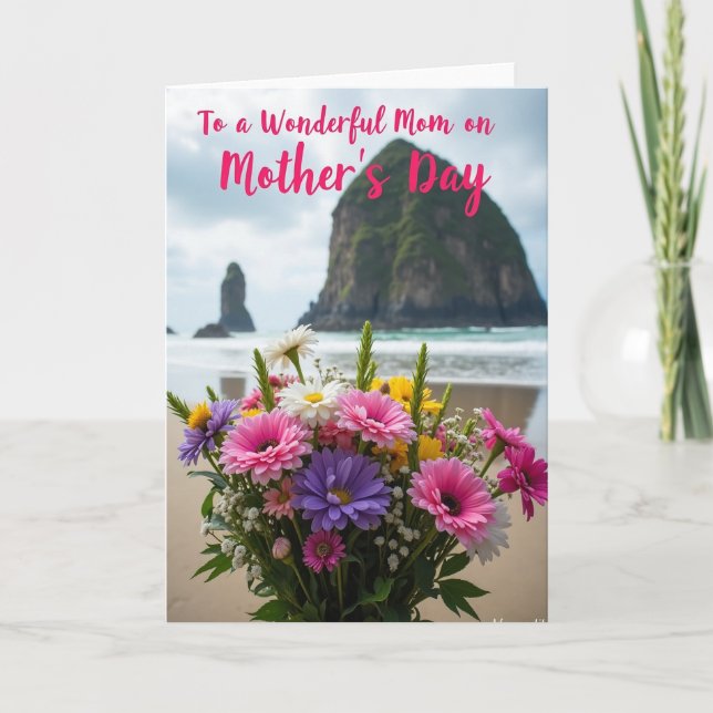 Coastal Mothers Day Flowers Card (Front)