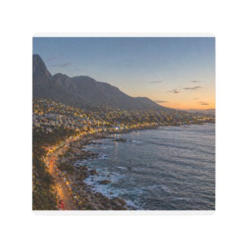 Coastal Mountain Sunset City Lights Canvas Print –