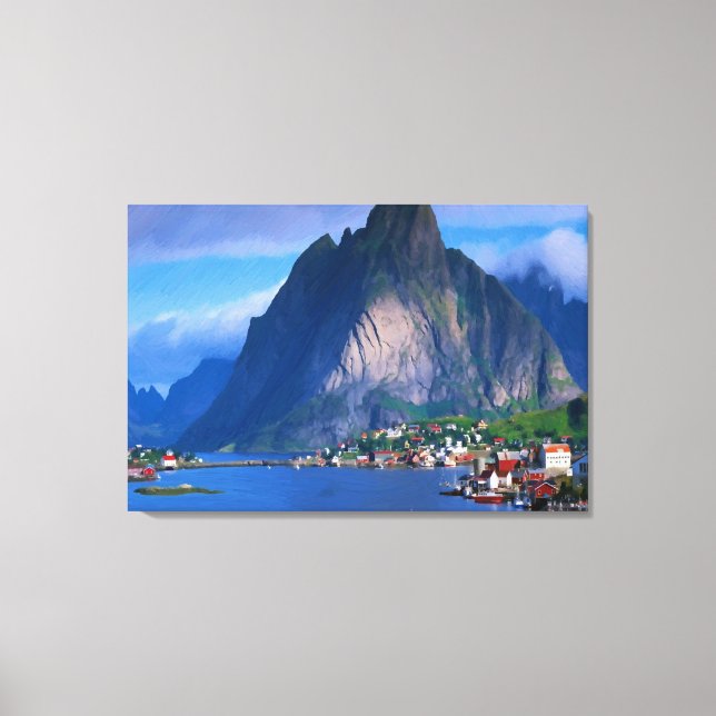 Coastal Mountain View Oil Painting Print Wrapped (Front)