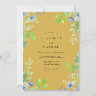 Coastal Mustard Yellow Wildflower Wedding Invitation