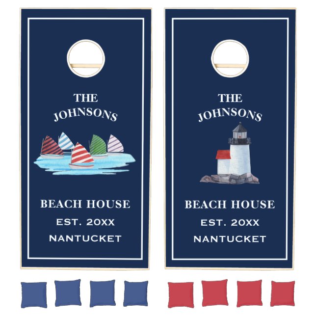 Coastal Nantucket Custom Family Cornhole Set  (Set)