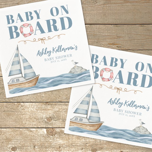 Coastal Nautical Baby Shower Napkins (Coastal Nautical Baby Shower Napkins)