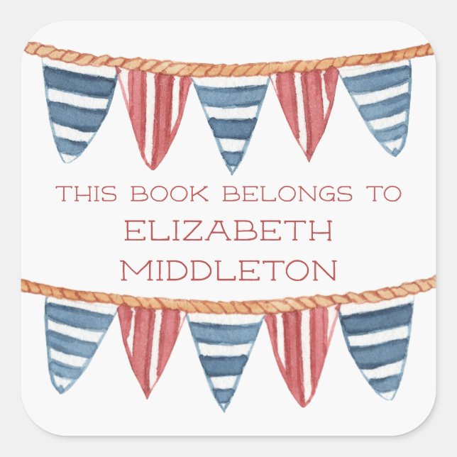 Coastal Nautical Beach Flags Bookplate (Front)