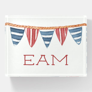 Coastal Nautical Beach Flags Monogram Paperweight