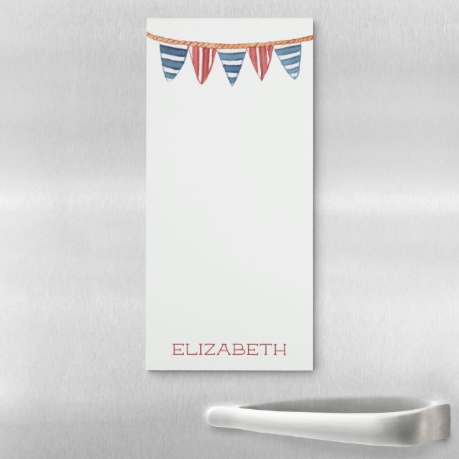 Coastal Nautical Beach Flags Personalized Magnetic Notepad (In Situ)