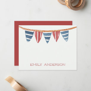 Coastal Nautical Beach Flags Personalized Note Card