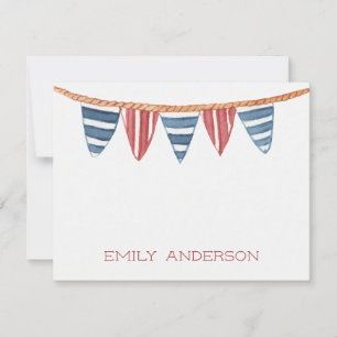 Coastal Nautical Beach Flags Personalized Note Card
