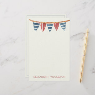 Coastal Nautical Beach Flags Personalized Stationery
