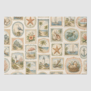Coastal Nautical Beachy Sea Life Themed Decoupage Tissue Paper