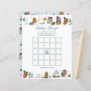 Coastal Nautical Bingo Baby Shower Game