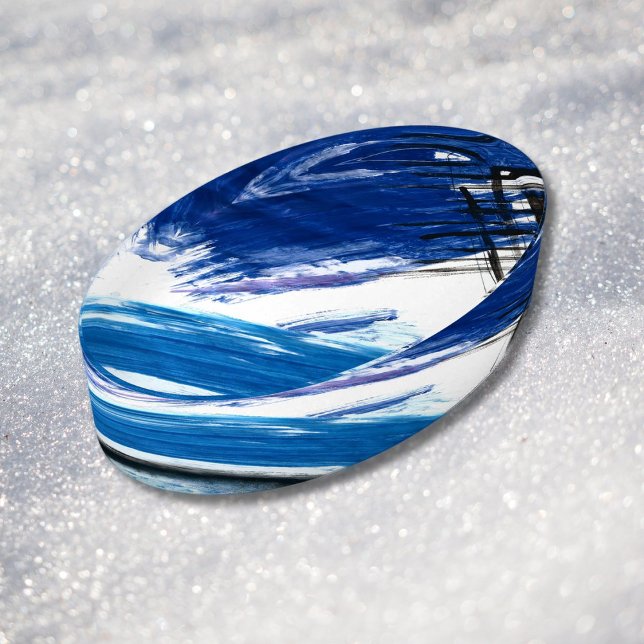 Coastal nautical blue abstract art unusual paperweight (Interesting amazing unique aesthetic paperweight featuring blue colorful abstract art)