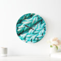Coastal Nautical Blue Rope Pattern Large Clock | Zazzle