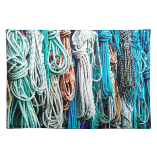 Coastal Nautical Blue Rope Pattern Placemat