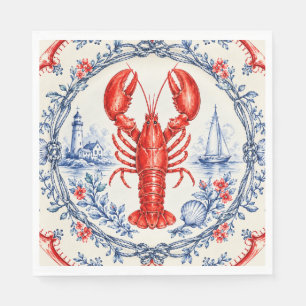Coastal Nautical Clambake Seafood Party Plate Napkins