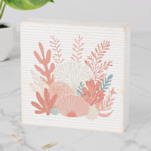Coastal/nautical coral reef wooden box sign