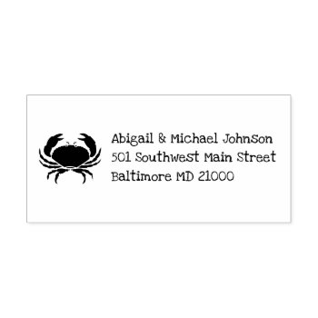 Coastal Nautical Crab   Name Address Stamp by teeloft at Zazzle