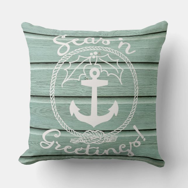 Coastal | Nautical | Holiday Throw Pillow (Front)