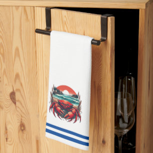 coastal/nautical Maine crab Kitchen Towel