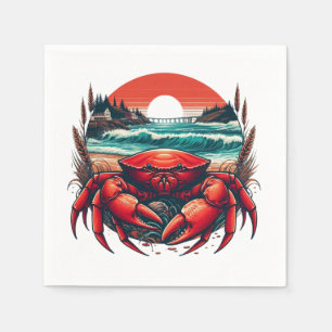 coastal/nautical Maine crab Napkins