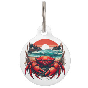 coastal/nautical Maine crab Pet ID Tag