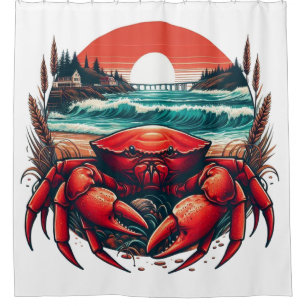 coastal/nautical Maine crab Shower Curtain