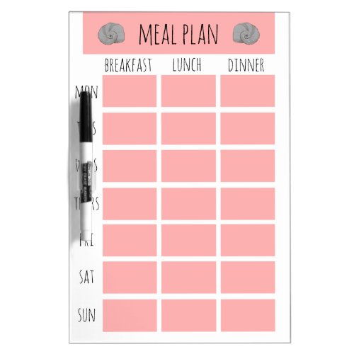 Coastal Nautical Meal Plan Dry Erase Board