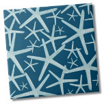 Coastal Nautical Navy Blue Beach Pattern Ceramic Tile<br><div class="desc">A cute and trendy navy blue and teal coastal beach pattern with starfish. Change out the background color if you'd like! Whether you want to use this tile as a little coaster or trivet for a drink or plate... or you want to go big with a kitchen backsplash, or bathroom...</div>