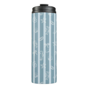Coastal Nautical Pattern Blue Sea Shell & Seahor Thermal Tumbler