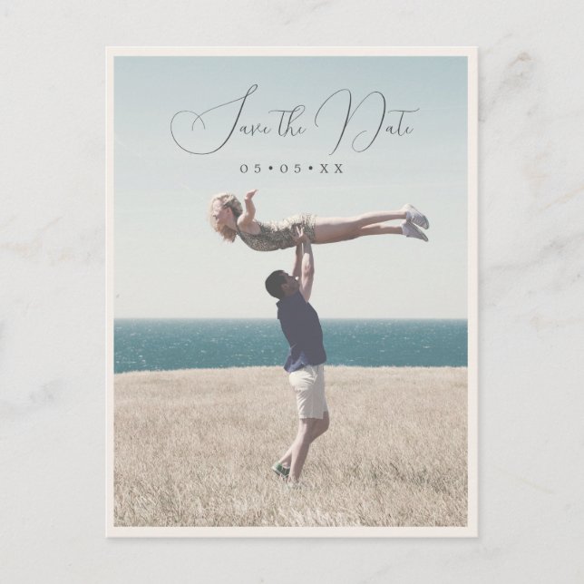 Coastal nautical photo save the date postcard (Front)