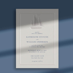 Coastal Nautical Sailboat Formal Classic Wedding Invitation