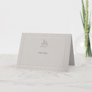 Coastal Nautical Sailboat Tux Wedding Thank You Card