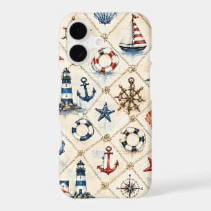 Coastal Nautical Seamless Pattern iPhone 17 Case