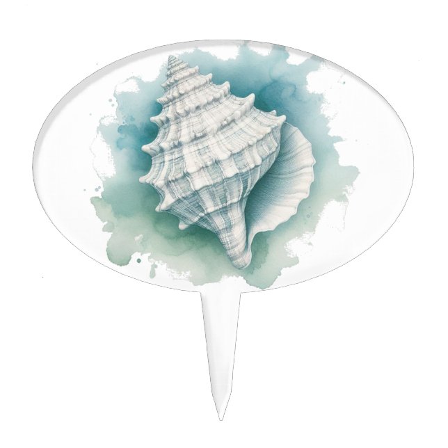 Coastal/Nautical seashell  Cake Topper (Front)