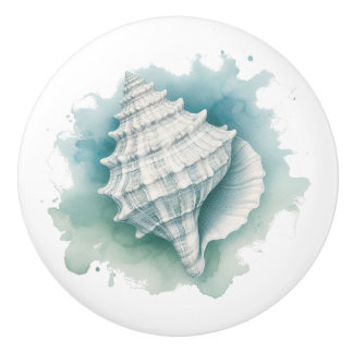 Coastal/Nautical seashell Ceramic Knob