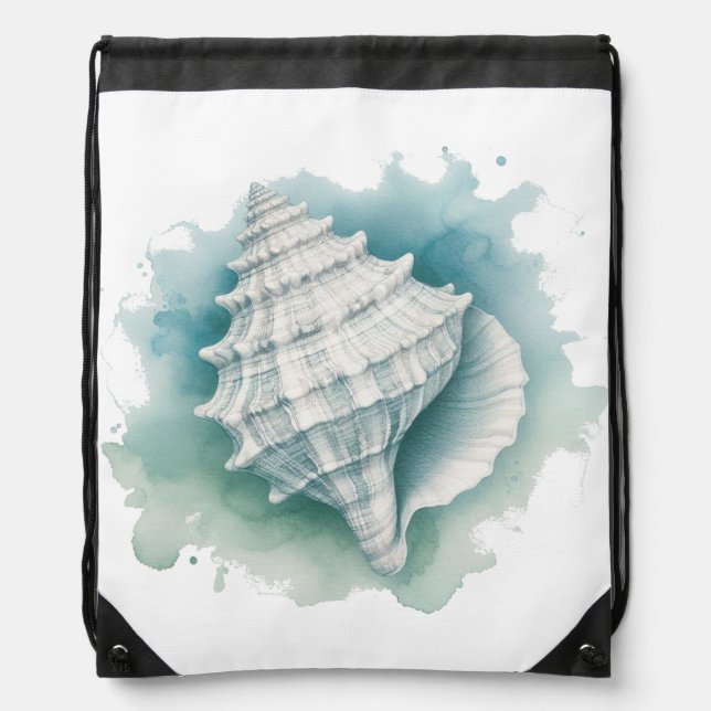 Coastal/Nautical seashell  Drawstring Bag (Front)