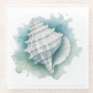 Coastal/Nautical seashell  Glass Coaster