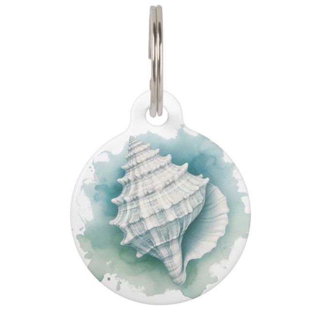 Coastal/Nautical seashell  Pet ID Tag (Front)