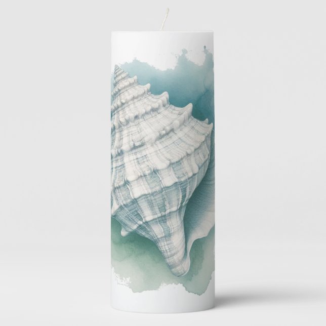 Coastal/Nautical seashell  Pillar Candle (Front)