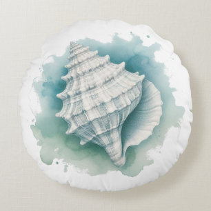 Coastal/Nautical seashell  Round Pillow