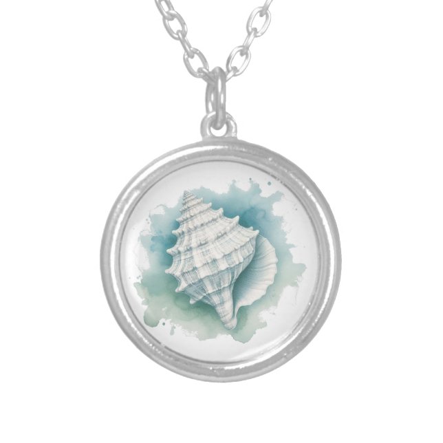 Coastal/Nautical seashell  Silver Plated Necklace (Front)