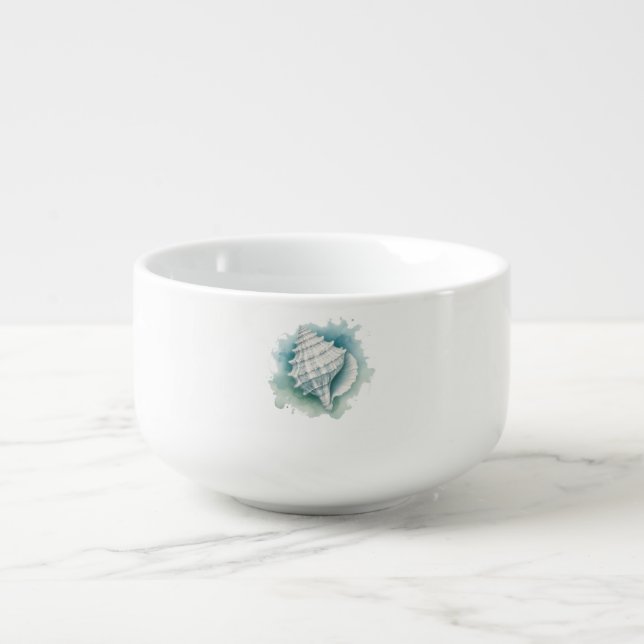 Coastal/Nautical seashell  Soup Mug (Front)