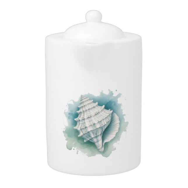 Coastal/Nautical seashell  Teapot (Front)